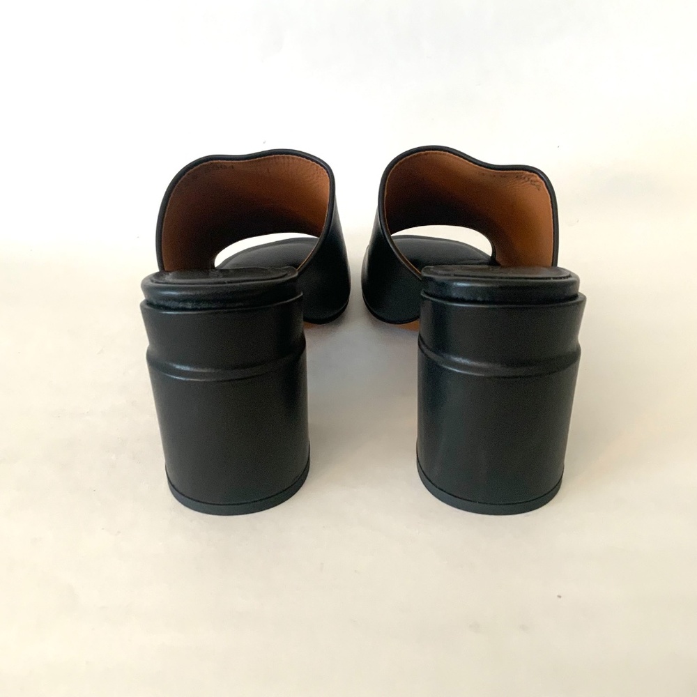 ROBERT CLERGERIE ALLEGRIA MULE BLACK LEATHER block Heel Open Toe Slip On Sandals - Picture 13 of 16